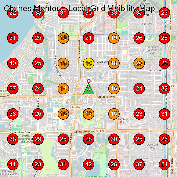 Clothes Mentor GeoGrid visibility map for Women'S Clothing Store in Fort Myers
